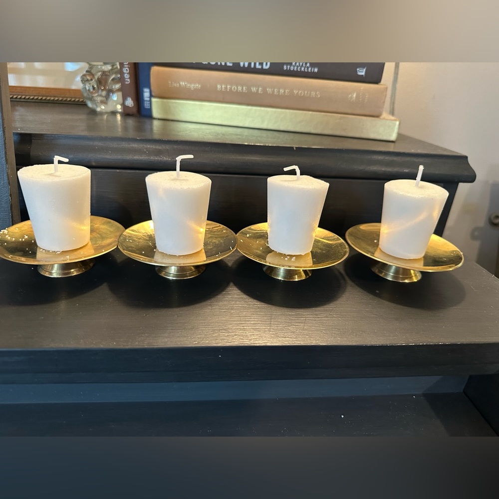 Lot of 4 brass pillar candle holders